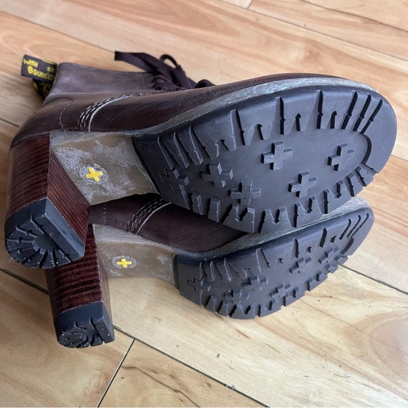 Dr. Martens Diva Darcie Sz 7 Brown Leather Lace Up Heeled Court Boots Victorian - Picture 6 of 8